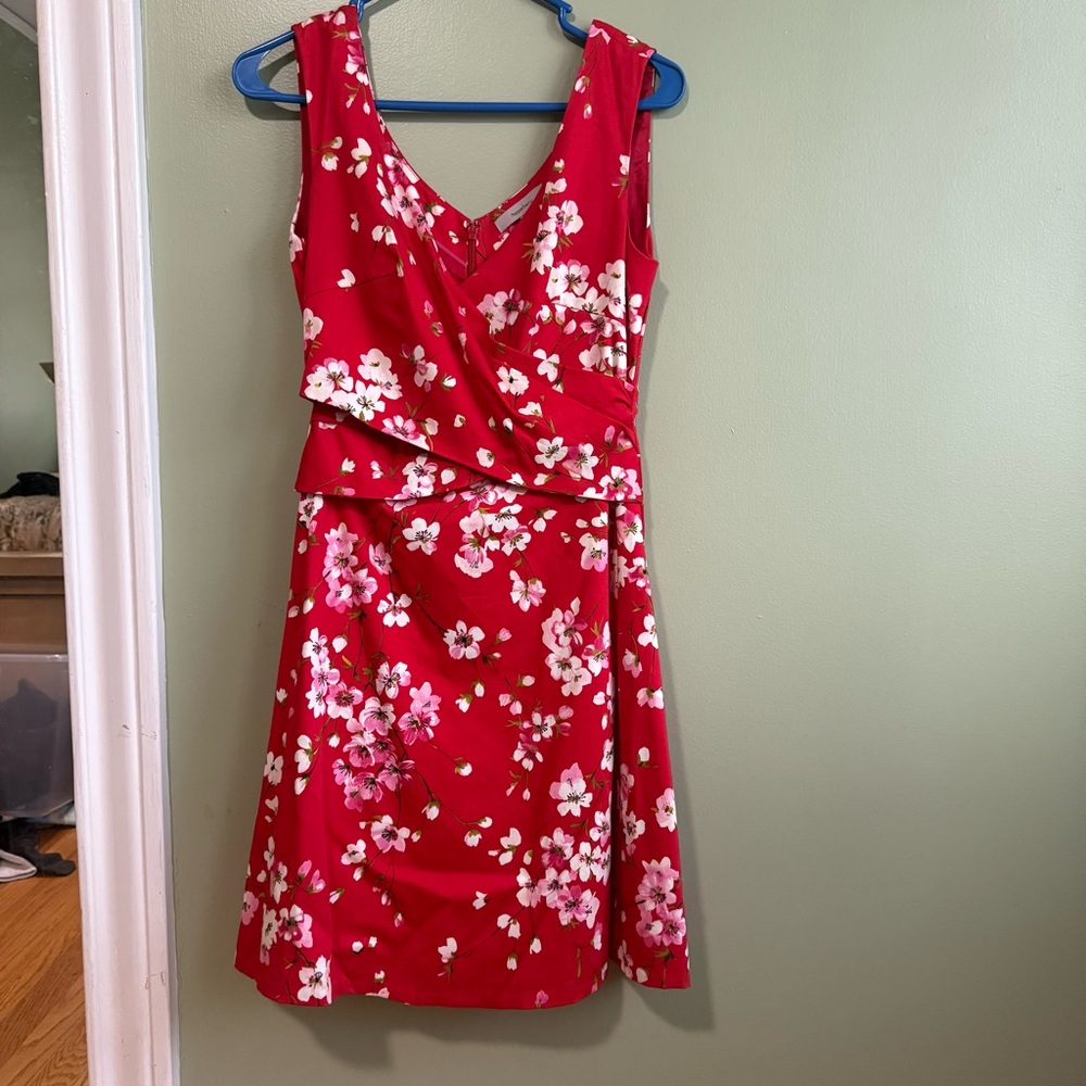 Floral Red Sleeveless Fit & Flare Dress